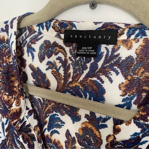 ANTHROPOLOGIE Sanctuary Paisley Print 90s Style Button Up Long Sleeve Blouse XS - Picture 6 of 8